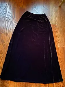 90s BCBG Y2K INK Blue Maxi Skirt STRETCH Velour Elastic Waist PUSSY WILLOW vtg M - Picture 1 of 4