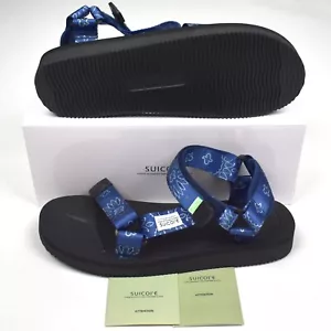 NWT $150 Suicoke JAPAN Depa Cab Web Strap Sandals Blue Paisley Mens 10 AUTHENTIC - Picture 1 of 10
