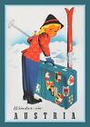 Austria Skiing - Vintage Travel Poster Image - BIG MAGNET 3.5 x 5 in