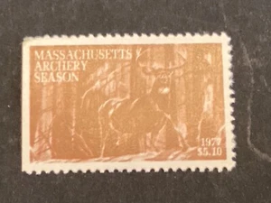 ICOLLECTZONE US Massachusetts 1977 Bow Hunting VF NH - Picture 1 of 1