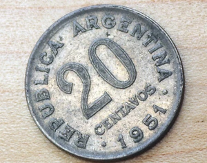 1951 Argentina 20 Centavos José San Martin - Picture 1 of 2