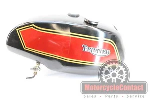 78-80 Bonneville T140E GAS TANK FUEL CELL PETROL RESERVOIR BLACK\RED NO RUST  - Picture 1 of 24