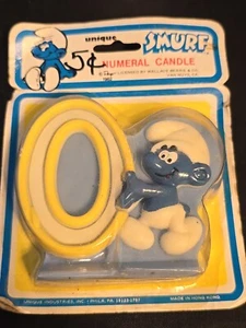 Vintage Smurf Birthday Candle Numeral Number 0 Peyo 1982 - Picture 1 of 10
