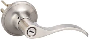 Lever Handle Privacy Lockset in Satin Nickel Finish, Bed/Bath Room Lever - Picture 1 of 2