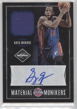 2011-12 Panini Limited Material Monikers Signatures /49 Greg Monroe #8 Auto