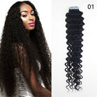 18? 20Pcs Curly Tape In Hair Extension Remy Human Hair Extensions Hairpiece UK