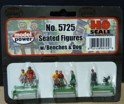 MODEL POWER/MRC SEATED FIGURES w/BENCHES & DOG HO SCALE FIGURES No.5725 - Image 1 of 2