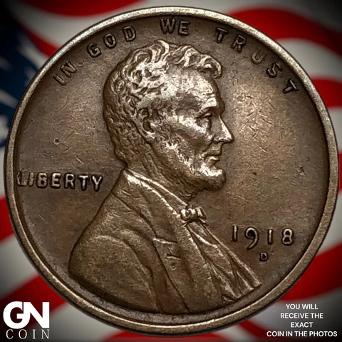 1918 D Lincoln Cent Wheat Penny  Q7754 Cover