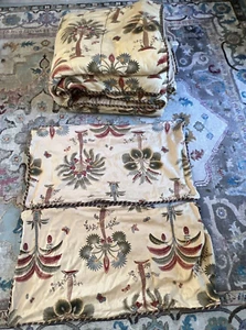 1 Vintage Baylinens Comforter 2 Shams KING Tropical Palm Trees 100% Cotton - Picture 1 of 13