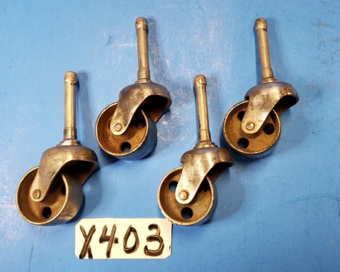 Vintage Steel Wheel Swivel Casters 1.25  Wheel 1 5/8  Pin Steam Punk  No Sockets Cover