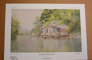River Friends Kentucky Artist Paul Sawyier Kentucky River Houseboat water - Picture 1 of 4