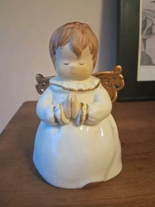 Angel Figurine Glazed Pottery Angel Girl Ceramic Stoneware Holiday 4.75" H - Picture 1 of 8