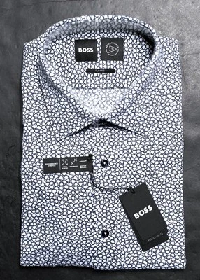 HUGO BOSS Uomo Hank Kent Viaggio Slim Fit Performance Stretch Camicia 40 15.7 - Immagine 1 di 4