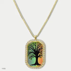 Gorgeous Tree Of Life Pendant Necklace Chain Photo Dog Tag Chain Gift Design Uni - Picture 1 of 4