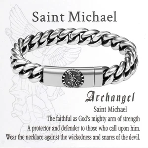 Herren Saint Michael Armband Ätherisches Öl Diffusor Aroma Armband Edelstahl - Bild 1 von 14