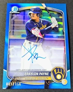 2025 Bowman Chrome Blue /150 Auto Braylon Payne Refractor #CPA-BP Brewers - Picture 1 of 2