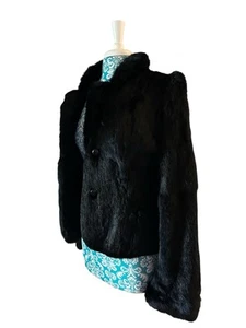Vintage 1980’s Black Rabbit Fur Coat - Picture 1 of 15