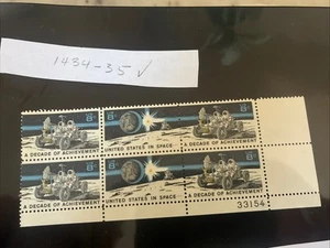 US 1971 SC# 1434-35 Set Space Moon Lunar Rover Block 6 MNH D8 - Bild 1 von 1