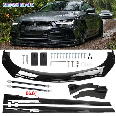 Front Bumper Lip Spoiler Splitter Body Kit+Side Skirt For Audi A4 A5 A6 A7 B7 B8 - Image 1 of 4
