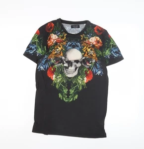 Zara Unisex Black Graphic T-Shirt - Size 10 - Picture 1 of 12