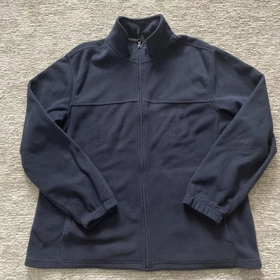 复古初学者羊毛夹克男式 L 码蓝色全拉链长袖口袋 — 第 1/4 张图片