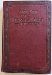 Original 1927 The Literary Digest ATLAS OF THE WORLD and GAZETTEER Hardcover - Picture 1 of 9