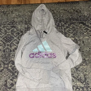 Adidas Hoodie Girls Sz Medium 12-14 Pullover Junior Hooded Sweatshirt Logo - Picture 1 of 1
