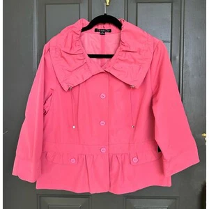 Tribella Rain Jacket Coat 14 XL Pink Coral 3/4 Sleeve Button Up Short Light EC - Picture 1 of 10