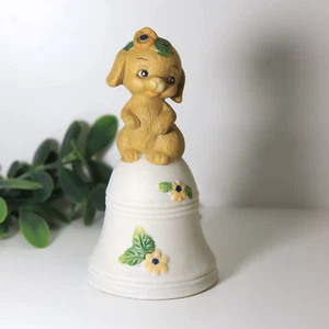 Schöne Vintage Figur Hund Tischglocke Porzellan, Taiwan, Tier Abendessen Glocke - Bild 1 von 11