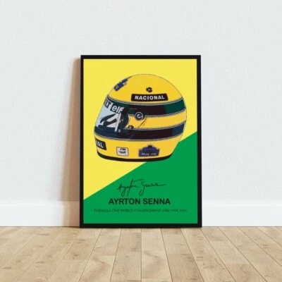 Ayrton Senna McLaren Helmet Casco Idea Regalo Autografo Cornice stampa poster F1