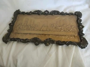Antique old silver sterling frame Christ's Last Supper Ultima Ceia Cristo - Picture 1 of 12