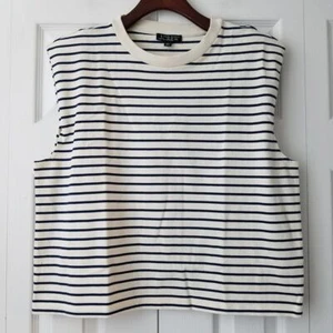 J. Crew Structured Muscle Tee Size Large Striped Mariner Navy Ivory NWT BY400 - Foto 1 di 6