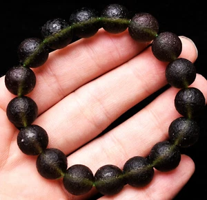 12mm Natural Meteorite Cintamani Quartz Crystal Beads Bracelet AAAA - Picture 1 of 6