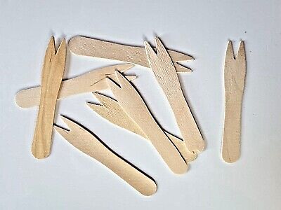 Wooden Chip Forks Parties Bbq’s Events Work 25, 50, 100 Or 1000 Forks • 2.25£