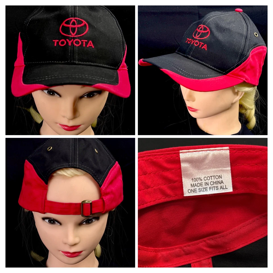 经典丰田棒球帽黑色和红色可调节 OSFA 刺绣标志 — 第 1/1 张图片