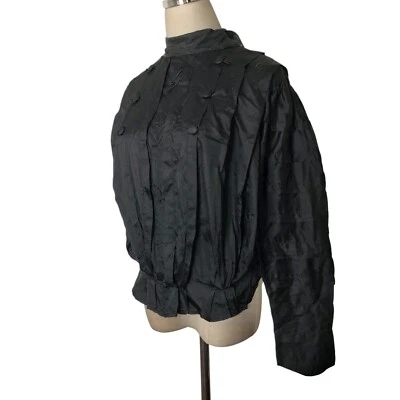 Camisa Victoriana Eduardiana Vintage Cintura Blusa Negra Cuello Alto Como Es Frágil M/L Foto 1 de 4