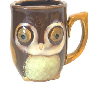 Gibson Home Owl Mug Vintage Stoneware Ceramic Brown Handpainted 12 oz Cup Mug - Picture 1 of 5
