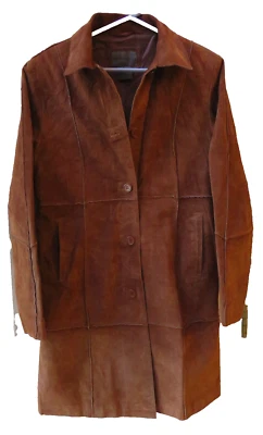 Chaqueta de Cuero Brandon Thomas Cacao Vintage Gamuza Abrigo/Trinchera Talla Pequeña. Foto 1 de 4