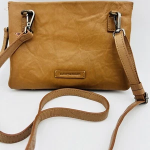 Lucky Brand Caramel Brown Leather Adjustable Crossbody Wristlet Fanny Pack Zip - Picture 1 of 9