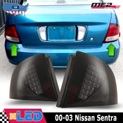 Tail Lights LED For Nissan Sentra 2000-2003 Rear Brake Lamp L+ R Smoke Lens - Image 1 of 4