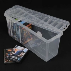 Wham Crystal CD DVD Aufbewahrung Regal Box Kunststoff Klar Box mit Deckel -52 CDs 36 DVDs - Bild 1 von 6