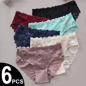 6Pcs/Set Hollow Out Floral Lace Panties Women Briefs Sexy Lingerie Female Underw - Picture 1 of 13