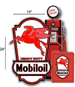 24" X 14" MOBIL MOBILOIL LUBSTER SIDE DECAL OIL CAN GAS PUMP SIGN GASOLINE - Picture 1 of 1
