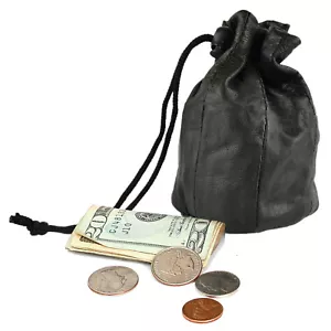 Genuine Leather Drawstring Pouch Coin Purse Soft Utility Pouch New - Picture 1 of 12