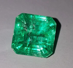 Natural Green Emerald Loose Gemstone Square Shape Certified 8.32 Ct Transparent - Picture 1 of 9