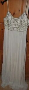 WOMEN'S WHITE BEADED SPARKLY LONG PROM WEDDING BALL GOWN SIZE 10 BY SUEWONG - Picture 1 of 7