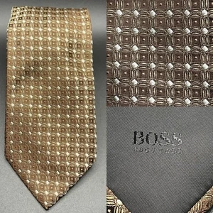 Gently Owned 100% Auth GOLD GEOMETRIC Print Hugo Boss Tie/ Amazing Condition!! - Picture 1 of 7