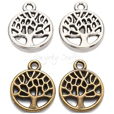 Tree Of Life Charms Small Tibetan Silver Or Bronze Round 10mm diameter 25pcs