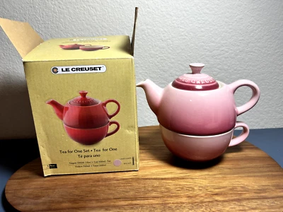 Le Creuset Tea for One Set 300ml xícara rosa pálida 200ml grés (novo na caixa) raro - Imagem 1 de 4
