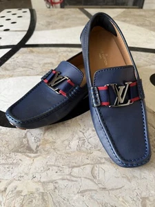EUC Louis Vuitton Monte Carlo Moccasins Loafers Blue Shoes size UK 6.5 US 7.5 - Picture 1 of 11